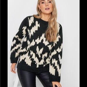 She + Sky Black and Cream Graphic Sweater